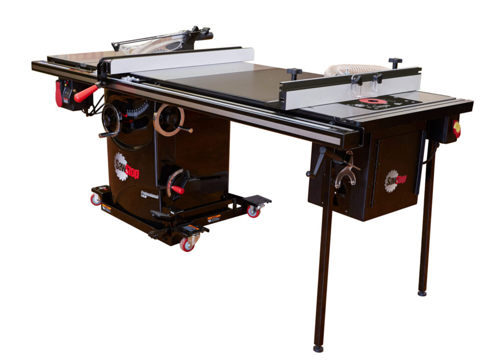 SawStop cabinet saw table saw with router table