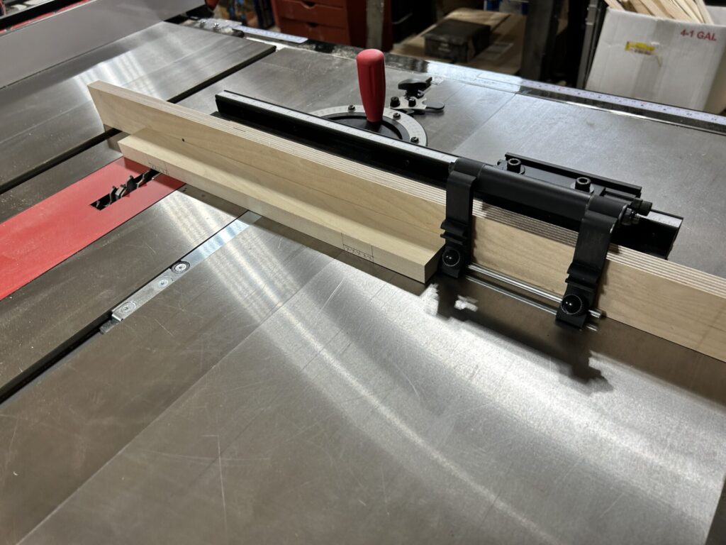 Cutting dado in test blank with miter gauge