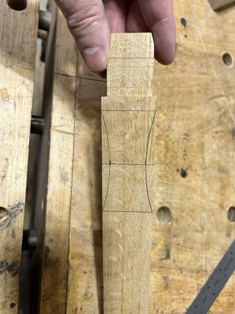 Layout lines for relief cuts on the handle